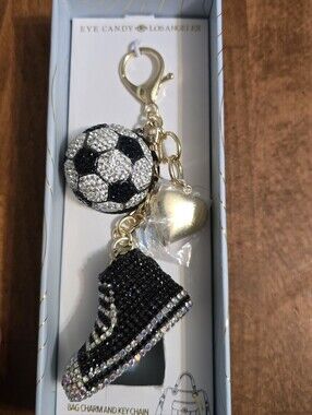 Eye Candy Los Angeles Black & Gold Soccer Sneaker Bag Charm